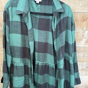 American eagle Green and Black Buffalo Plaid Button-Up Shirt